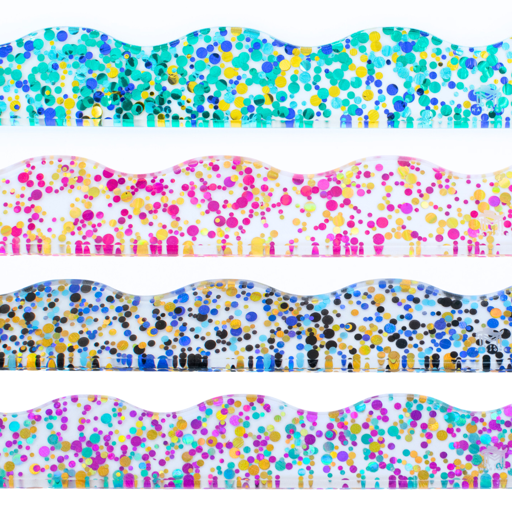 MAHJONG RACK PUSHER ADD ON-MAGNETIC | Premium Acrylic Set(4): Confetti-Wavy-Multi-Color