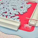 MAHJONG MAT  |  Color Wave  |  31" x 31": Cobalt Center- Blue Scallop