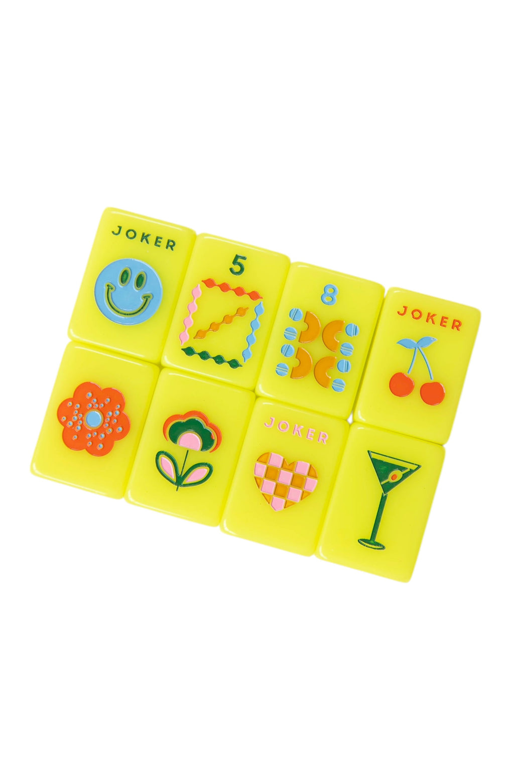 Mod Chartreuse Mahjong Tiles + Tile Pouch + Dice - Peace Love Mahjong