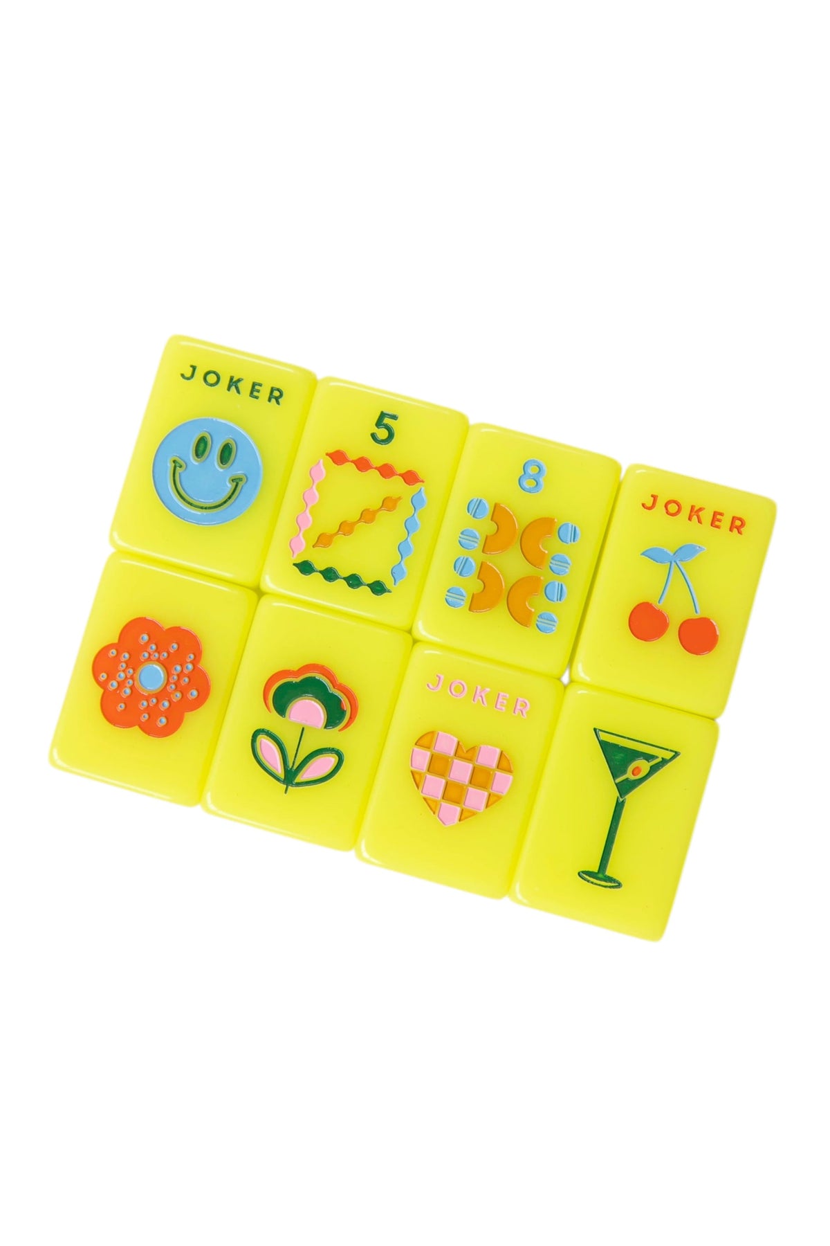 Mod Chartreuse Mahjong Tiles + Tile Pouch + Dice - Peace Love Mahjong