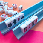 MINI MAHJONG MAT  |  Color Wave  |  21" x 21": Blue Center- Green Scallop