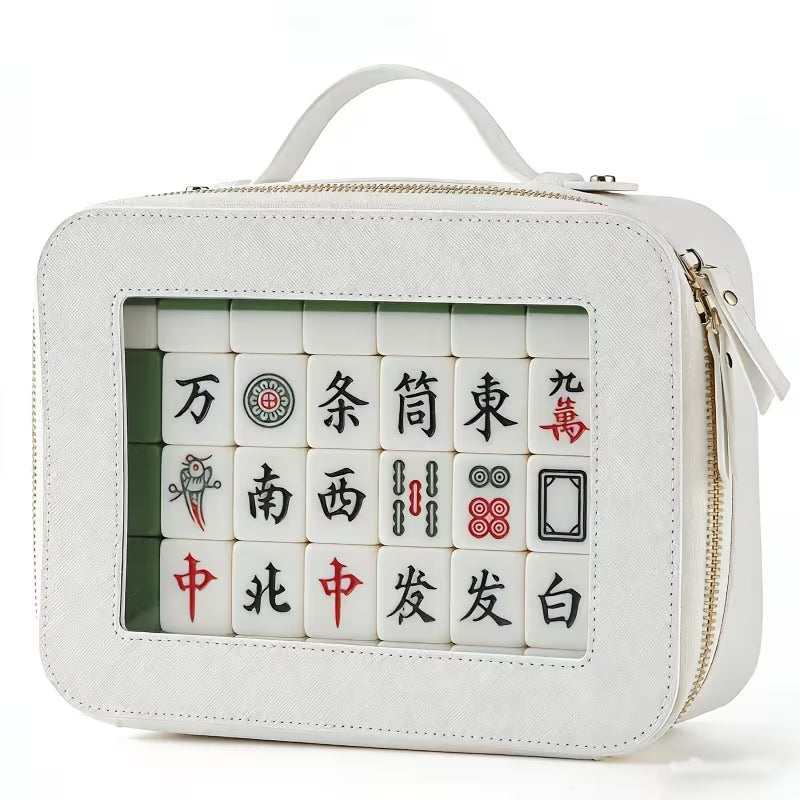 White Pink Tile Storage Bag with Handle