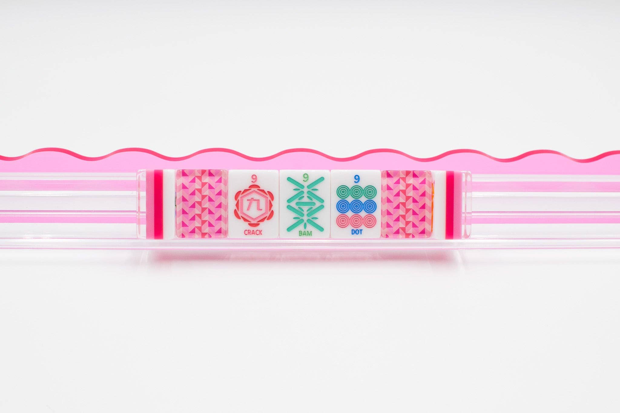 Crystal Prism Pink Tile Set | Mahjong with Bold Angles and Vibrant Vibes | 1.25" x 0.9" x 0.7"
