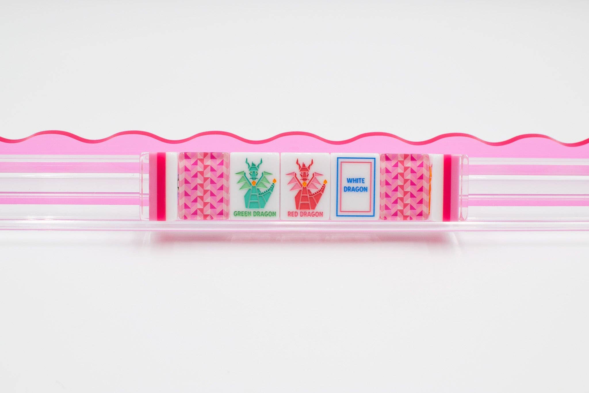 Crystal Prism Pink Tile Set | Mahjong with Bold Angles and Vibrant Vibes | 1.25" x 0.9" x 0.7"