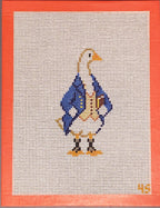 Mr. Darcy goose literary needlepoint painted canvas