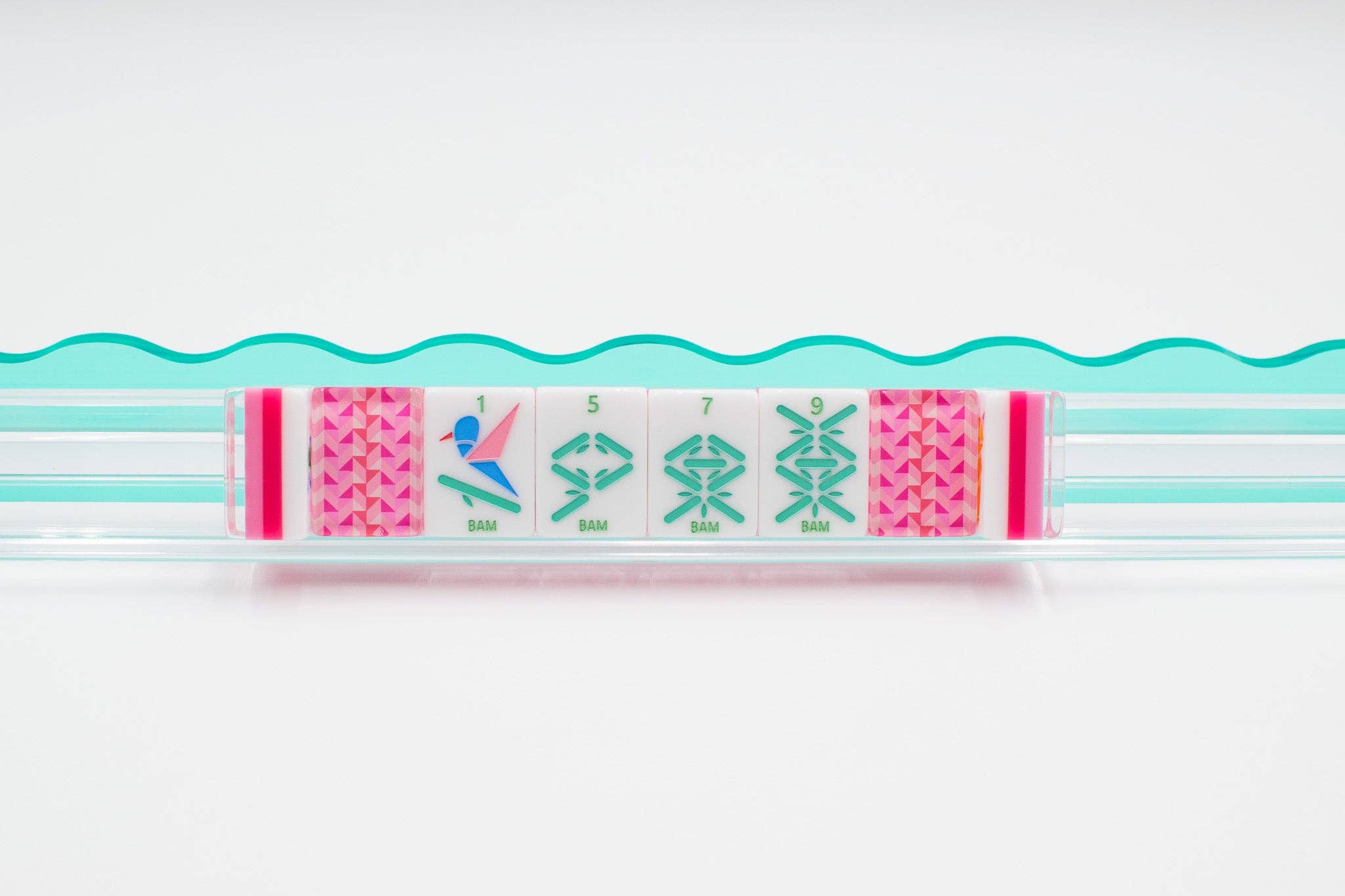 Crystal Prism Pink Tile Set | Mahjong with Bold Angles and Vibrant Vibes | 1.25" x 0.9" x 0.7"