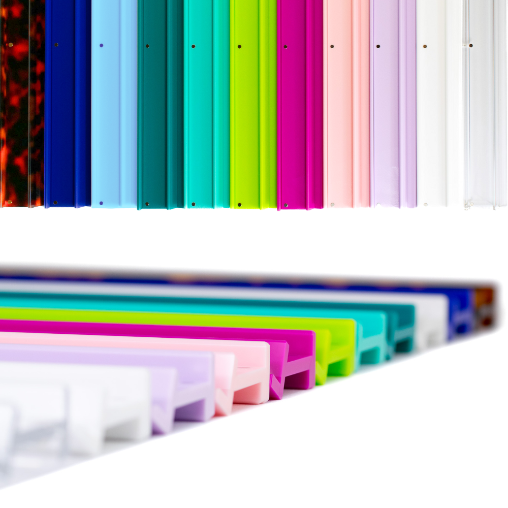 MAHJONG RACKS | Premium Acrylic | 4 Racks + 4 Pushers: Solid Macaron Blue