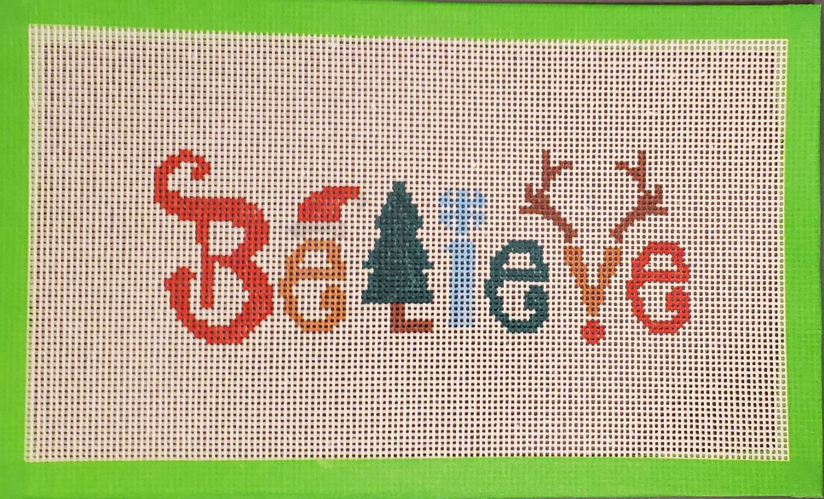 Christmas Believe needlepoint hand painted canvas