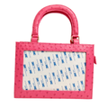 Needlepoint Self-Finishing Leather Purse in Hot Pink Ostrich
