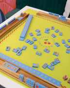 Mod French Blue Mahjong Tile Set + Tile Pouch + Dice - Peace Love Mahjong