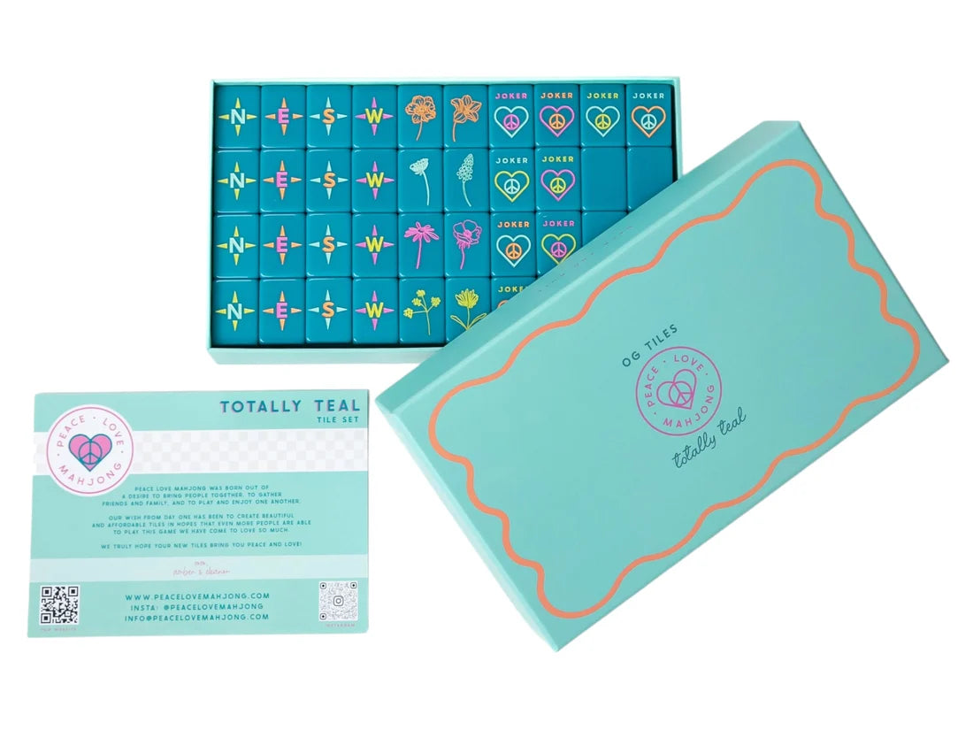 OG Mahj Tiles & Tile Bag - Totally Teal + Dice - Peace Love Mahjong
