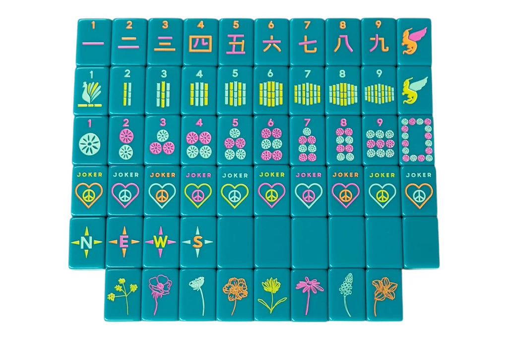 OG Mahj Tiles & Tile Bag - Totally Teal + Dice - Peace Love Mahjong