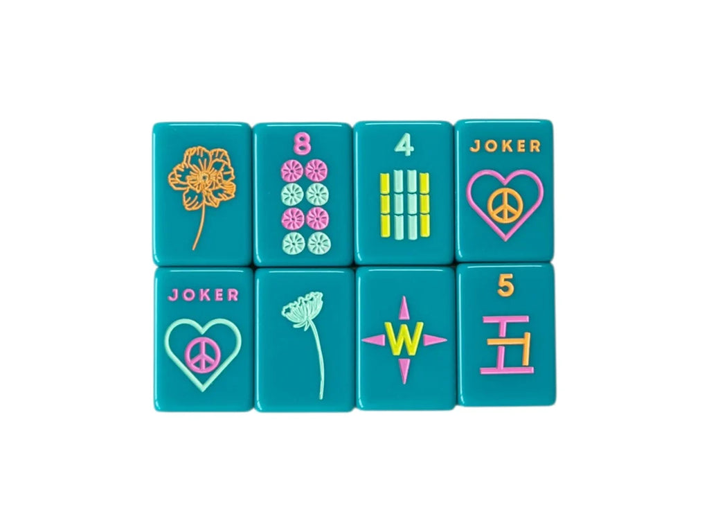 OG Mahj Tiles & Tile Bag - Totally Teal + Dice - Peace Love Mahjong
