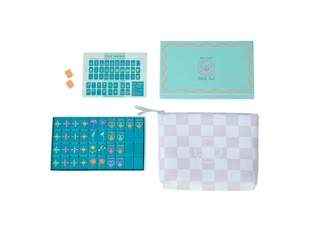OG Mahj Tiles & Tile Bag - Totally Teal + Dice - Peace Love Mahjong